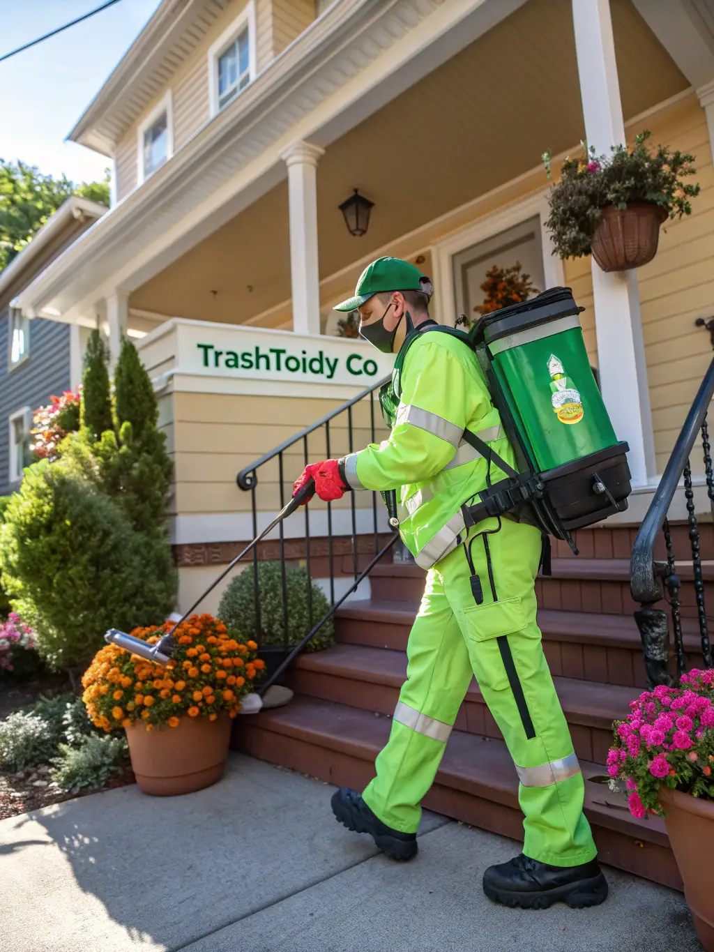 A CleanDays team member arriving punctually at a client's home, ready to provide cleaning services, highlighting reliability and respect for schedules.